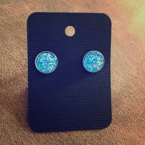 Druzy Cabochon Earrings, Stud Earrings